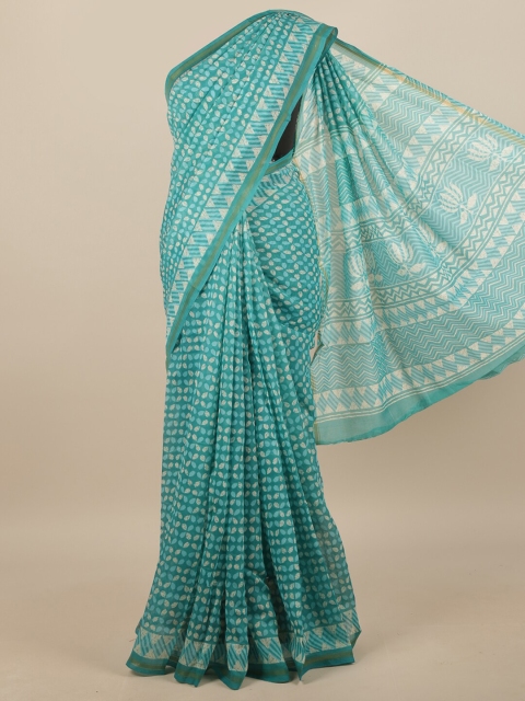 

Pothys Blue & White Geometric Printed Saree