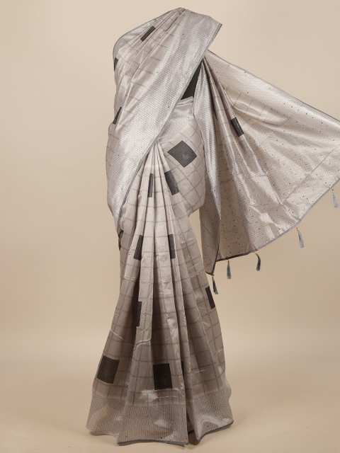 

Pothys Grey & Black Geometric Printed Saree