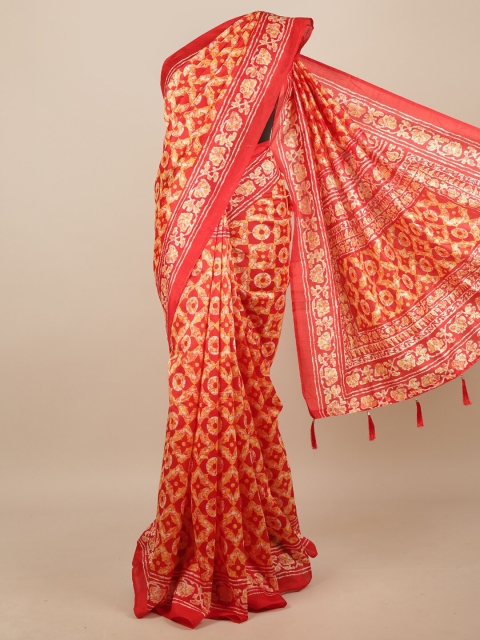 

Pothys Red & Yellow Ethnic Motifs Saree