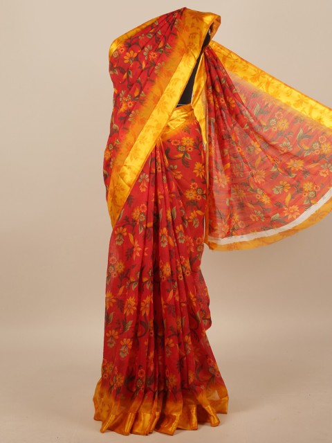 

Pothys Red & Yellow Floral Saree
