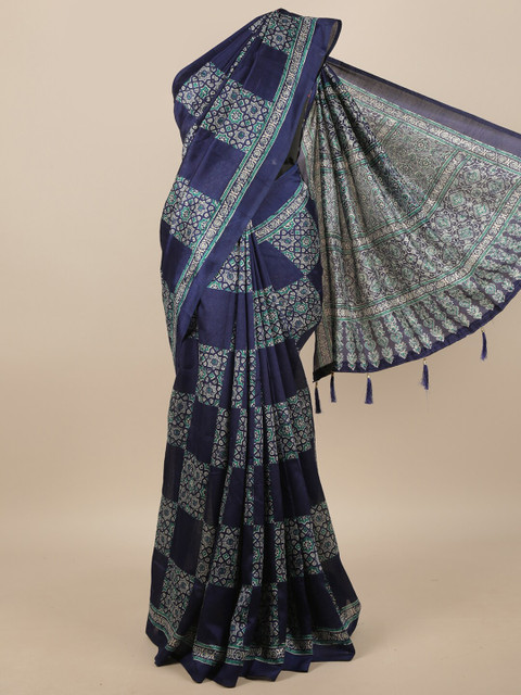 

Pothys Blue & Green Ethnic Motifs Saree