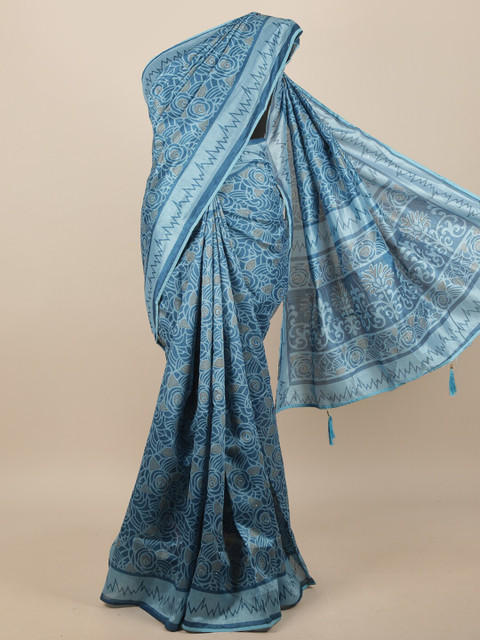 

Pothys Blue & Beige Floral Saree