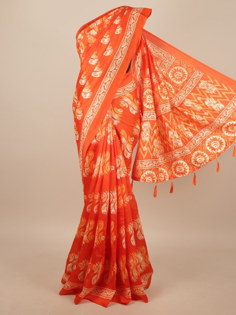 

Pothys Orange & White Batik Saree