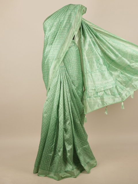 

Pothys Green & White Geometric Printed Saree