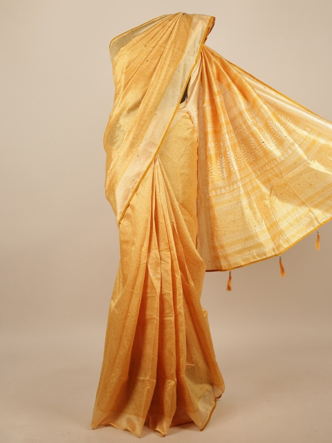 

Pothys Gold & White Geometric Printed Saree