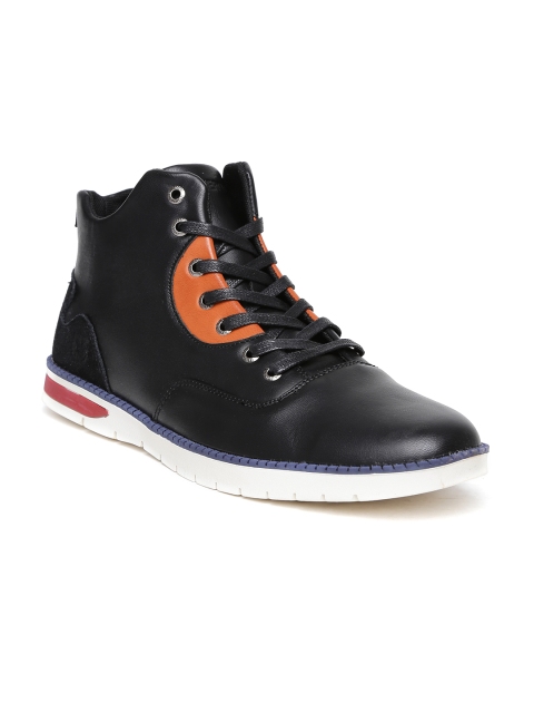 

Numero Uno Men Black Solid Mid-Top Sneakers