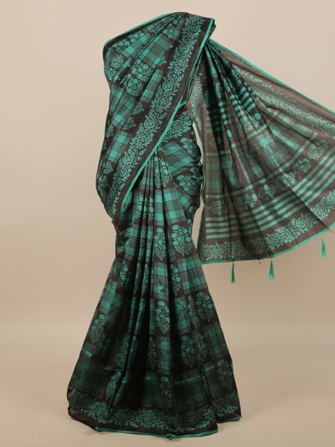 

Pothys Green & Black Ethnic Motifs Saree