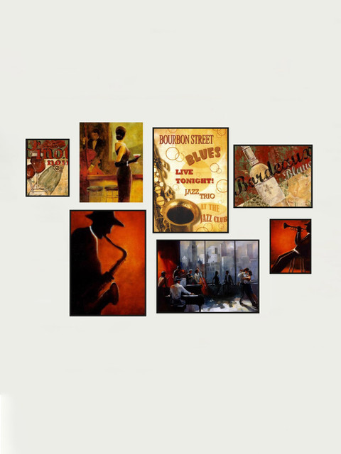 

Home Centre Set Of 7 Musical Theme Paper Poster, Red