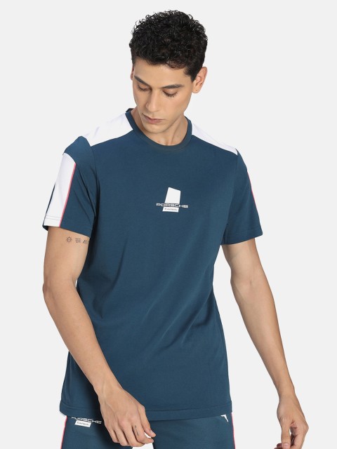 

PUMA Motorsport Men Blue and White Solid Round Neck T-shirt