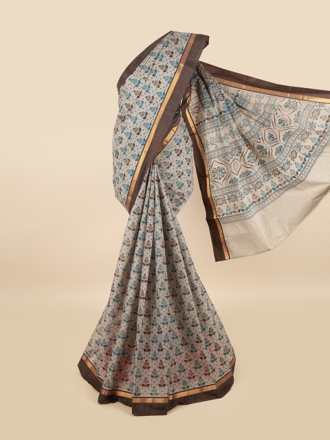 

Pothys Grey & Brown Ethnic Motifs Pure Cotton Saree