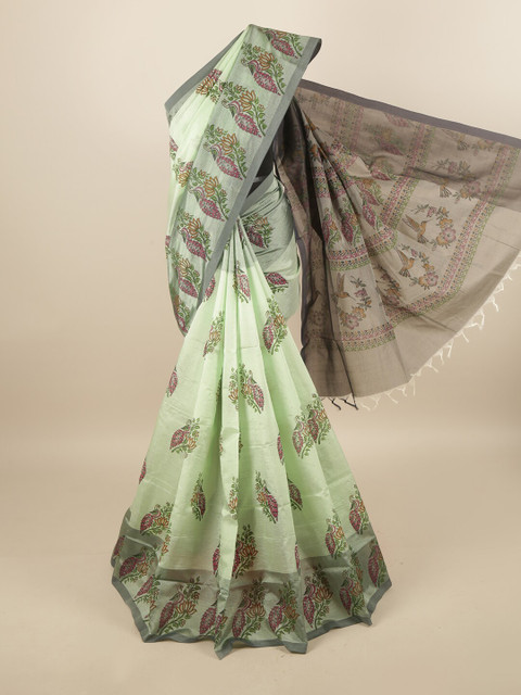 

Pothys Green & Pink Ethnic Motifs Pure Cotton Saree