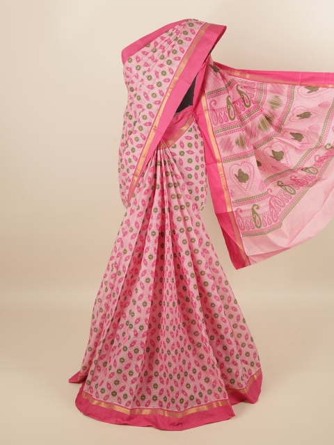 

Pothys Pink & Green Pure Cotton Saree