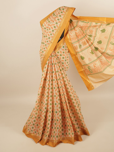 

Pothys Orange & Green Pure Cotton Saree