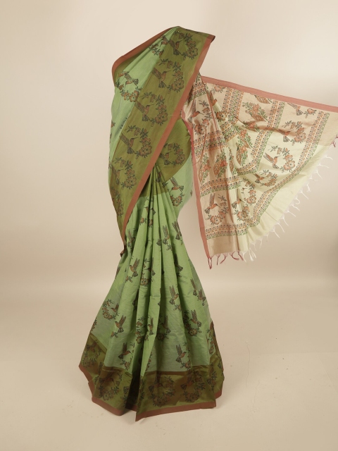 

Pothys Green & Brown Ethnic Motifs Pure Cotton Saree
