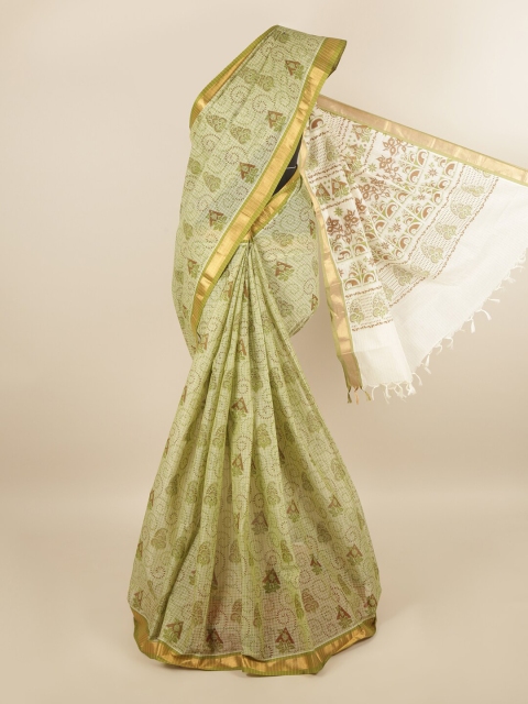 

Pothys Green & Beige Ethnic Motifs Pure Cotton Saree