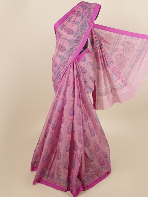 

Pothys Pink & Blue Ethnic Motifs Pure Cotton Saree