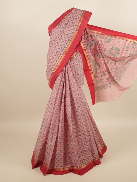 

Pothys Pink & Green Ethnic Motifs Pure Cotton Saree