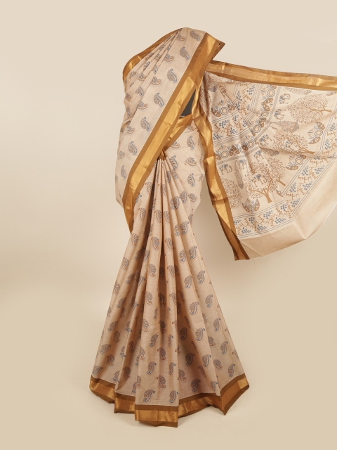 

Pothys Beige & Brown Ethnic Motifs Pure Cotton Saree