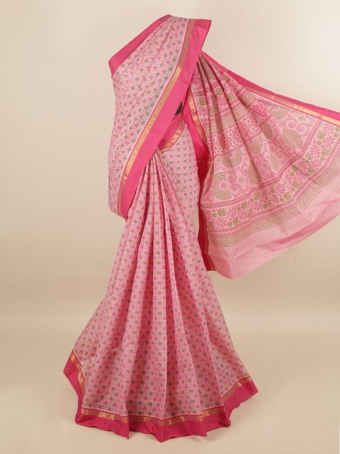 

Pothys Pink & Green Ethnic Motifs Pure Cotton Saree