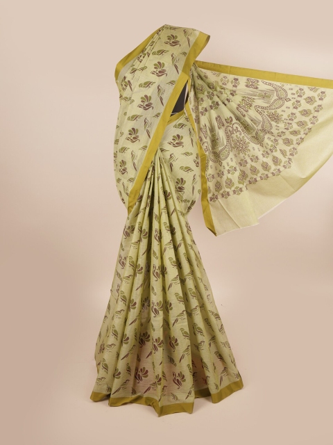 

Pothys Green & Olive Green Ethnic Motifs Pure Cotton Saree
