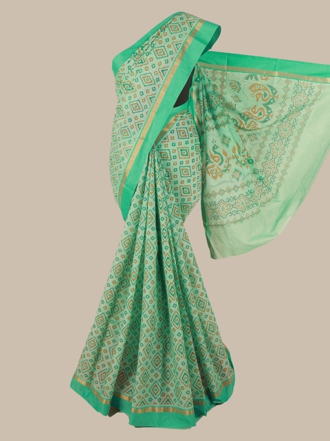 

Pothys Green & Beige Printed Zari Pure Cotton Saree