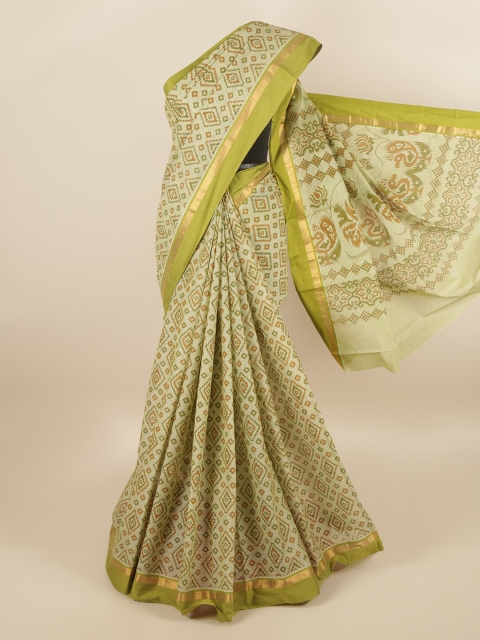 

Pothys Green & Brown Printed Zari Pure Cotton Saree