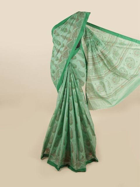 

Pothys Green & Red Paisley Printed Pure Cotton Saree