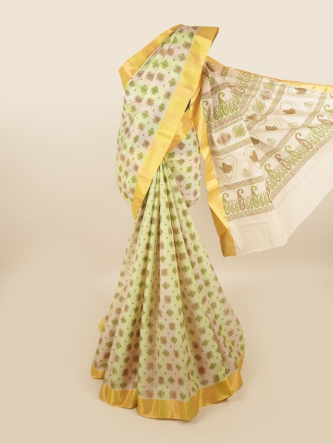 

Pothys Green & Brown Geometric Printed Pure Cotton Saree