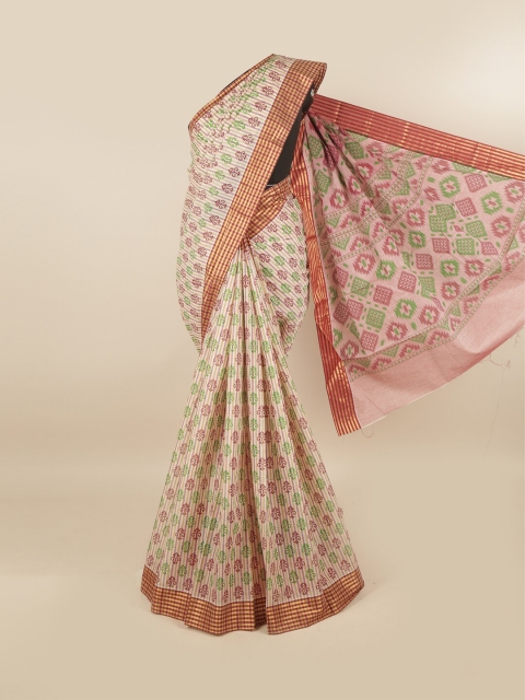 

Pothys Cream-Coloured & Purple Pure Cotton Saree