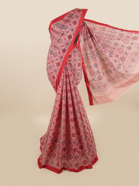 

Pothys Pink & Grey Floral Printed Pure Cotton Saree