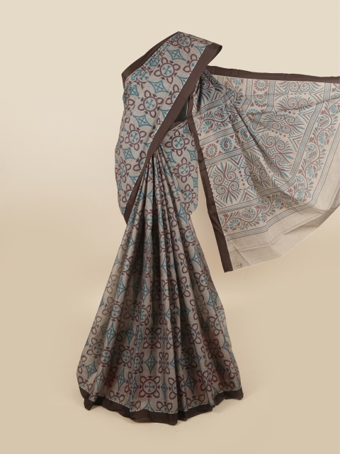 

Pothys Brown & Teal Printed Pure Cotton Saree