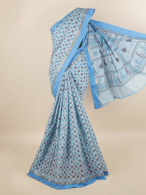 

Pothys Blue & Purple Printed Zari Pure Cotton Saree