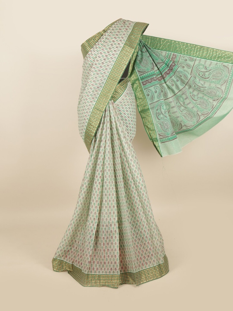 

Pothys Green & Pink Ethnic Motifs Zari Pure Cotton Saree
