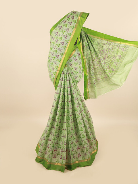 

Pothys Women Green Pure Cotton Floral Printed Saree