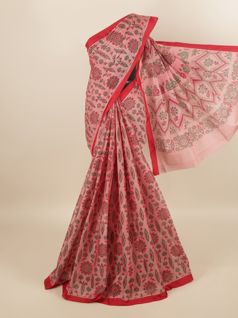 

Pothys Red & Green Pure Cotton Ethnic Motifs Printed Saree