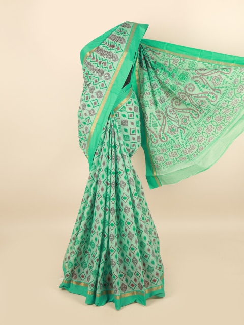

Pothys Green & Maroon Pure Cotton Ethnic Motifs Printed Saree