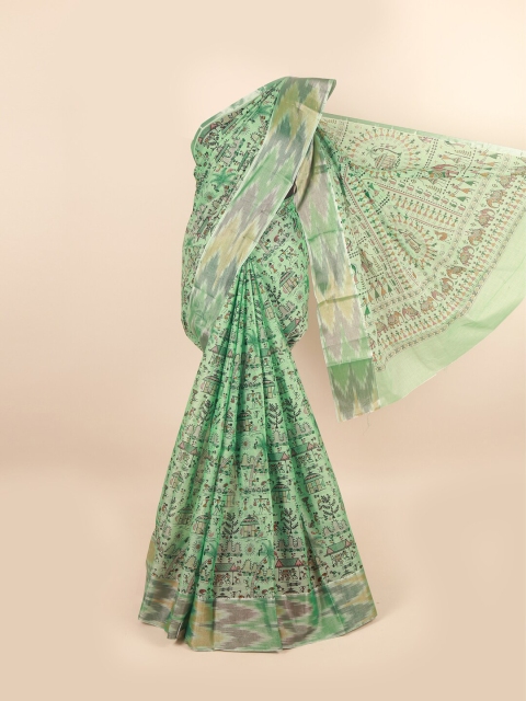

Pothys Women Green Pure Cotton Warli Printed Saree