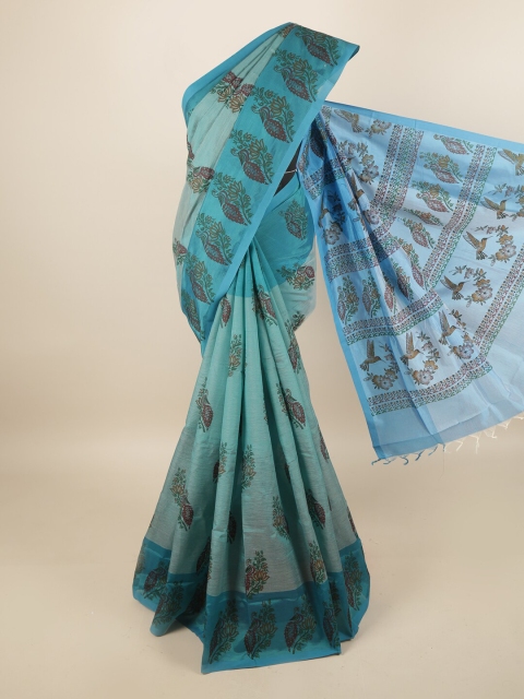 

Pothys Women Green Pure Cotton Ethnic Motifs Printed Saree