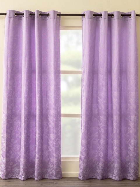 

Home Centre Purple & White Set of 2 Floral Long Door Curtains