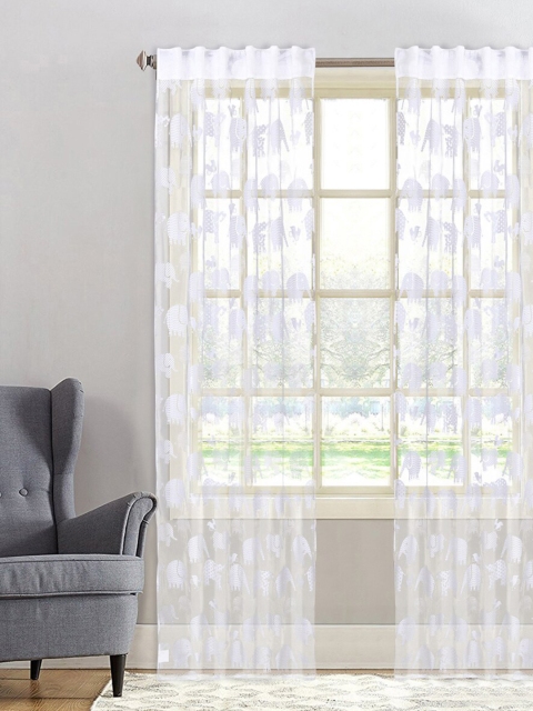 

Home Centre White & Transparent Set of 2 Long Door Curtains
