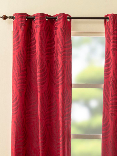 

Home Centre Red & Maroon Set of 2 Floral Window Curtains