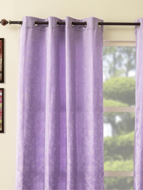 

Home Centre Purple & White Set of 2 Floral Window Curtains