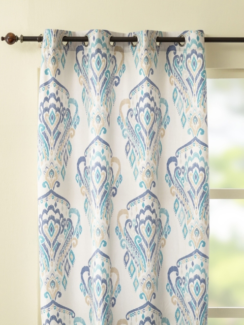 

Home Centre Off White & Blue Ethnic Motifs Black Out Door Curtain