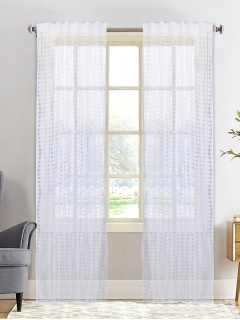 

Home Centre White & Transparent Set of 2 Geometric Long Door Curtains