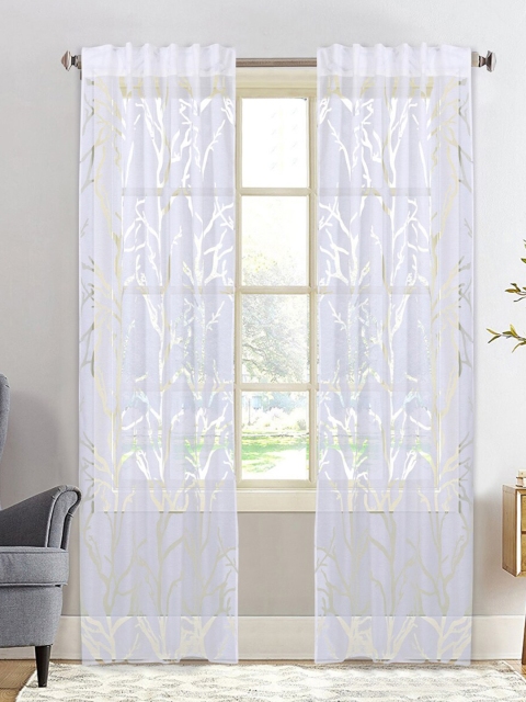 

Home Centre White & Transparent Set of 2 Door Curtains