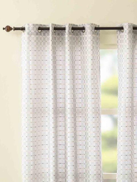 

Home Centre Set of 2 Grey & White Geometric Regular Window Curtains