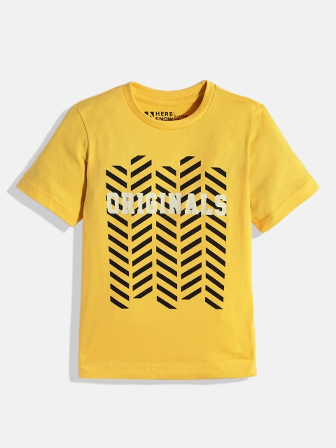 

HERE&NOW Boys Yellow Printed Pure Cotton T-shirt