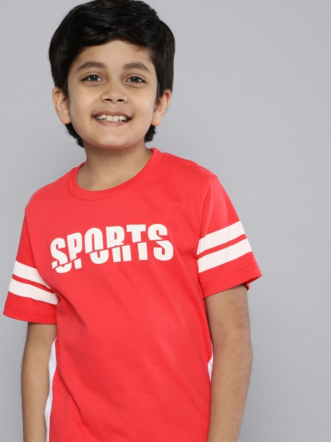 

HERE&NOW Boys Red Printed Pure Cotton T-shirt