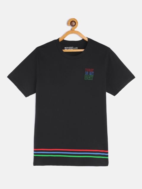 

HERE&NOW Boys Black Typography Print Pure Cotton T-shirt