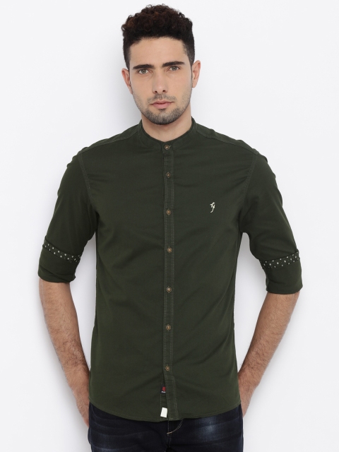 

Killer Men Olive Green Regular Fit Solid Casual Shirt